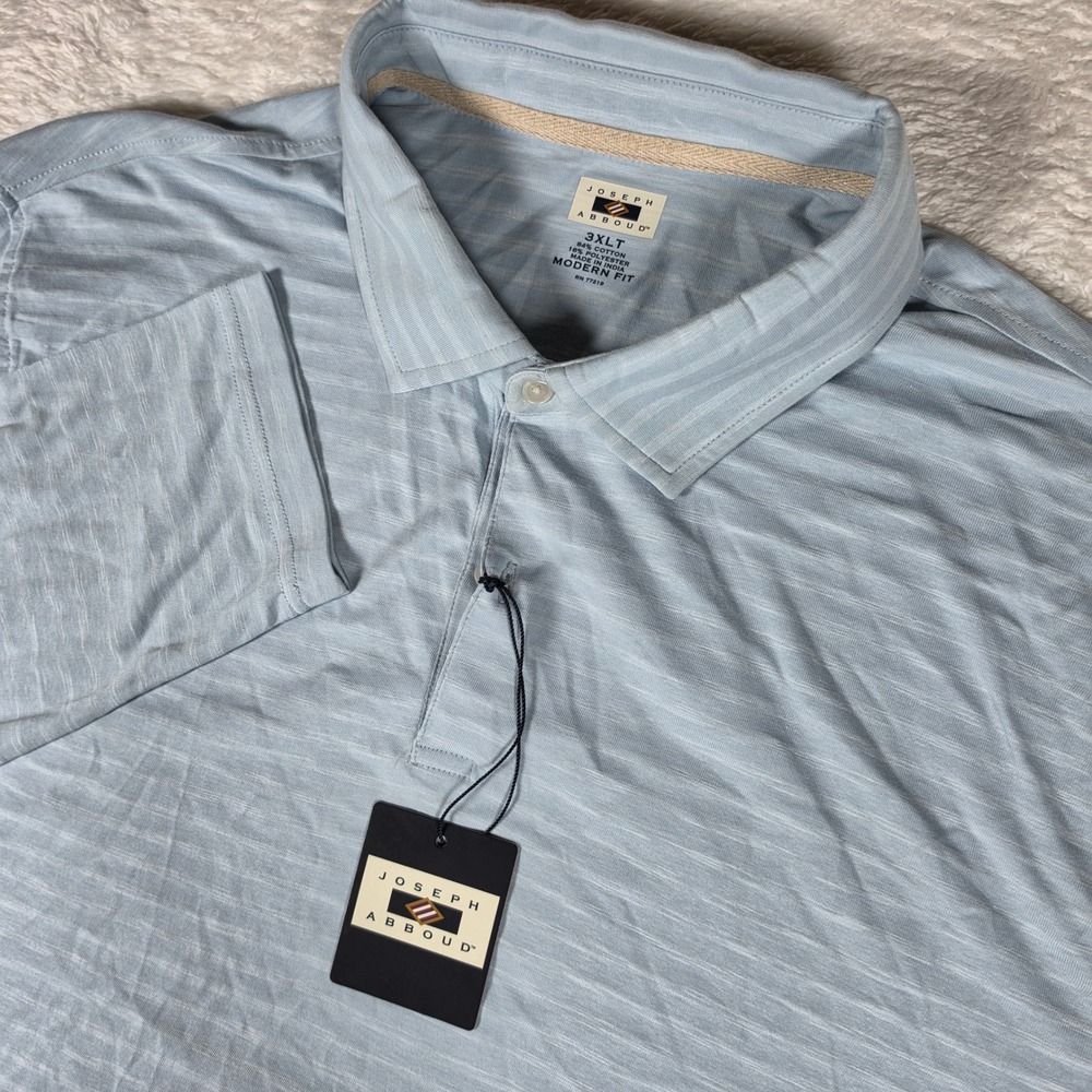 NEW Joseph Abboud Modern Fit Mens 3XLT Light Blue L/S Slub Texture Polo Button